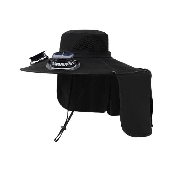 

Solar Fan Hat with Neck Flap UV Protection Hat with Solar Fan USB Rechargeable Breathable Men Summer Outdoor Fishing Wide Brim Bucket A