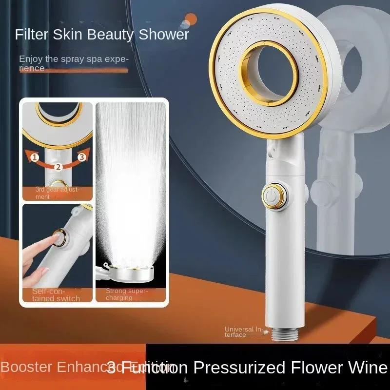 Household Hand-held Pressurized Ring Hollow Shower Sprinkler Donut Constant Temperature Head Rain Top Spray Net Red