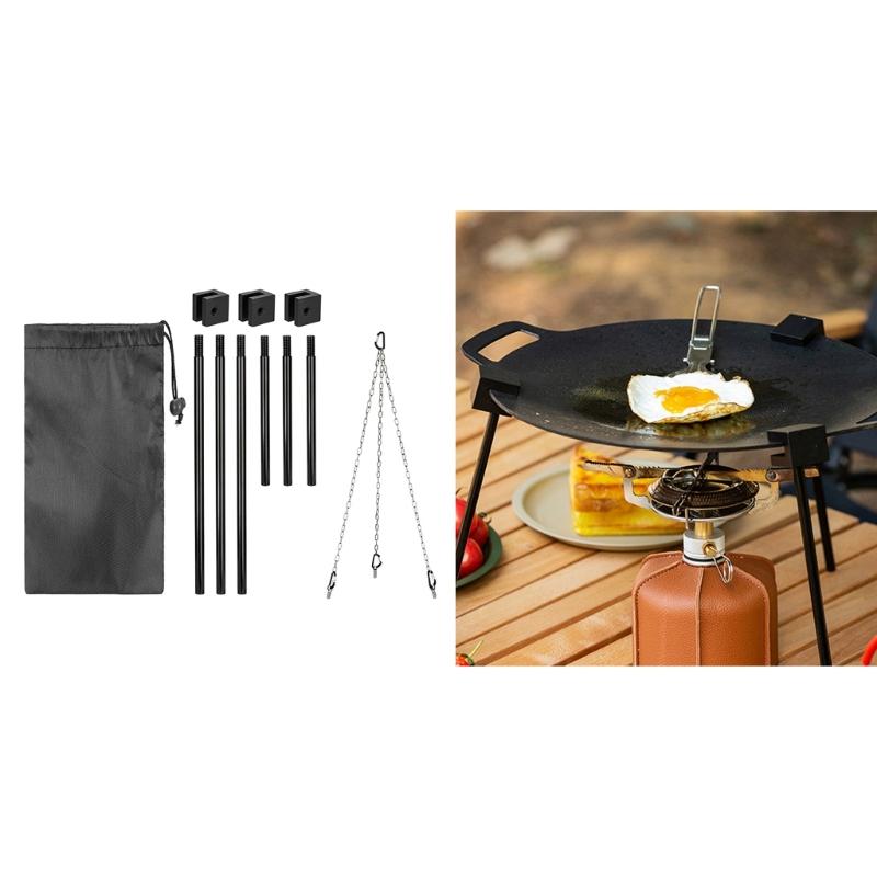 Leicht zu tragender Kochständer Barbecue-Tablett-Halter Benutzerfreundliche Grills Pfannenhalterung Praktische Outdoor-Camping-Ausrüstung