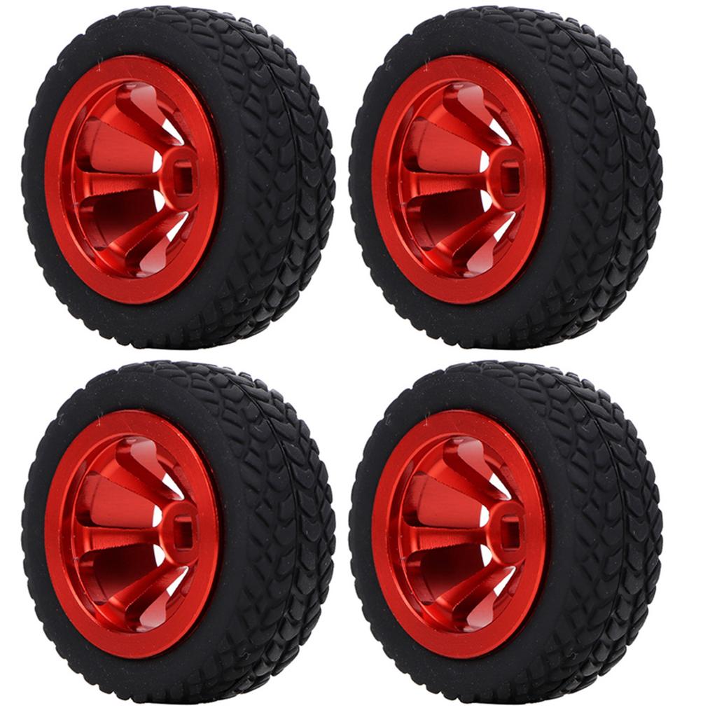 4PCS RC Car Model Accessories Fit for WLtoys 128 K98953 RC Aluminum Tires(Red)