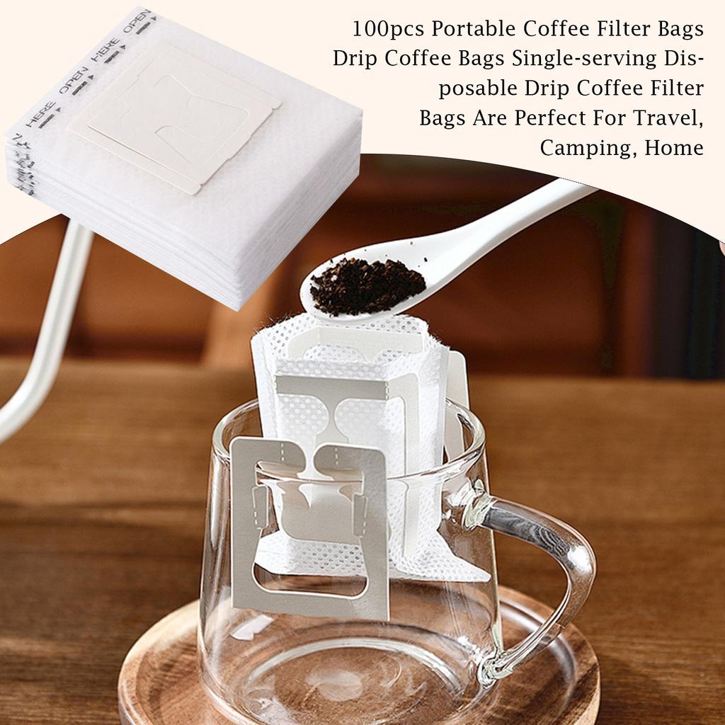 100pcs Portable Coffee Filter Bags Drip Coffee Bags Single-serving Disposable Drip Coffee Filter Bags Are Perfect For Travel, Camping, Home