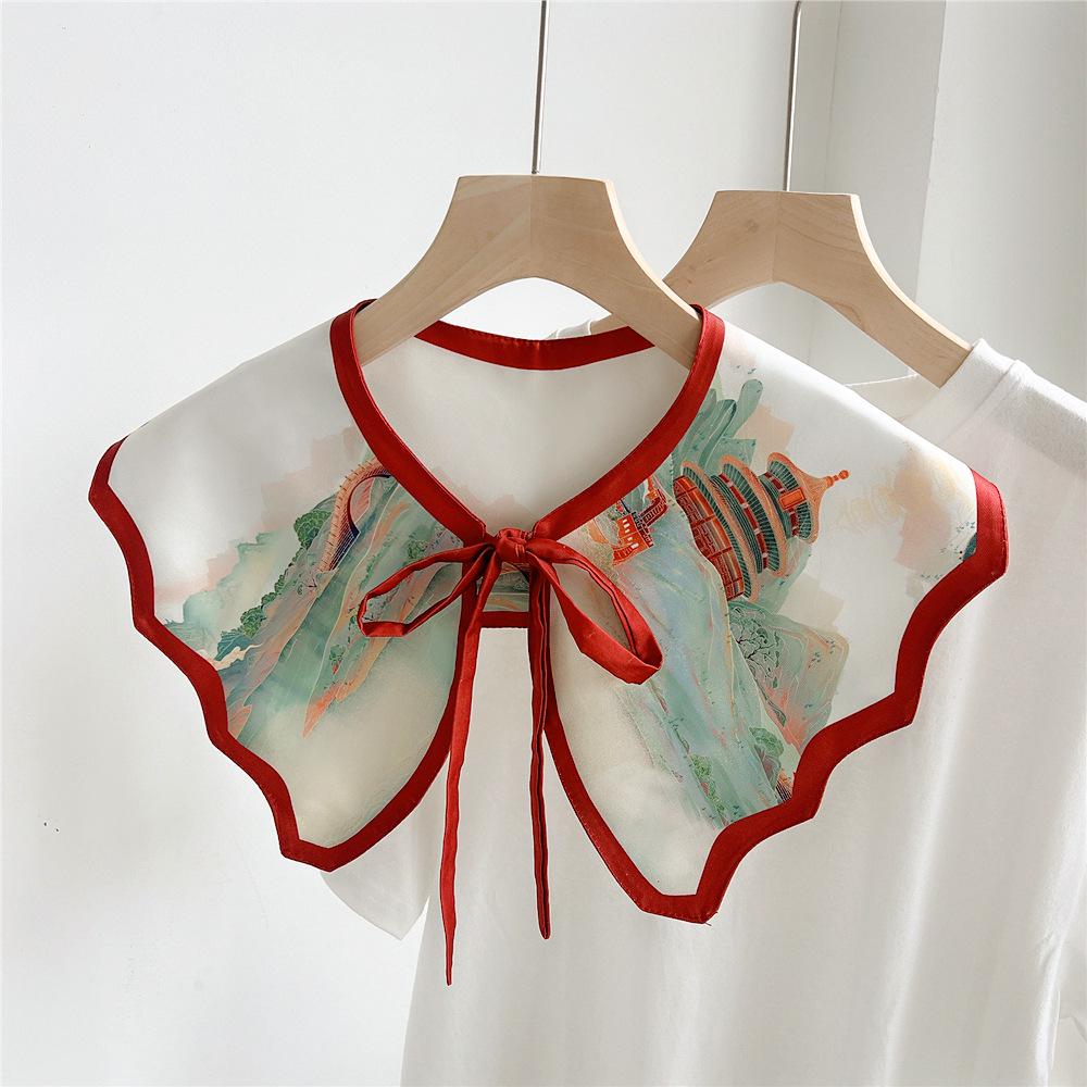 Women's Lightweight Shawl Scarf - Spring/Autumn, All-Match Print, Korean Chic Decorative False Collar