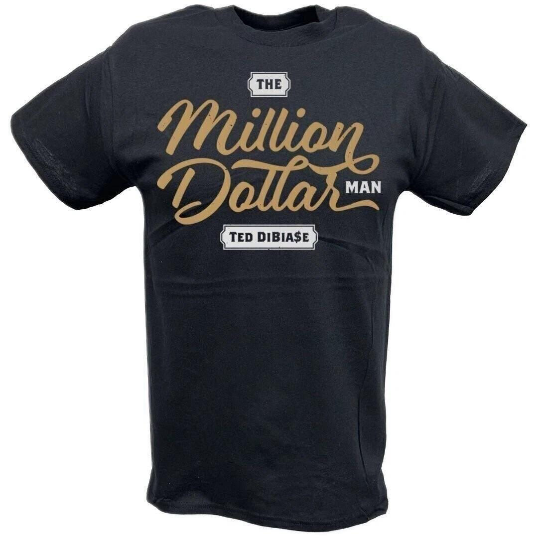 Ted DiBiase Million Dollar Man Font Logo Black T-shirt L