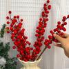 37/63cm Artificial Berry Branch Foam Christmas Decorative Red Berries Branch Xmas Tree Tabletop Vase Wealth Fruit Ornaments