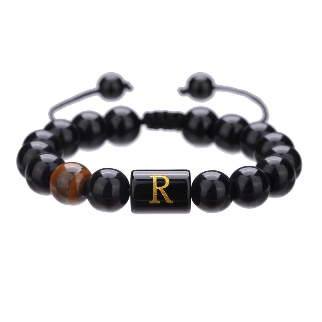 Black Diamond & Tiger Eye Beaded Adjustable Couple Bracelet - Men's Jewelry