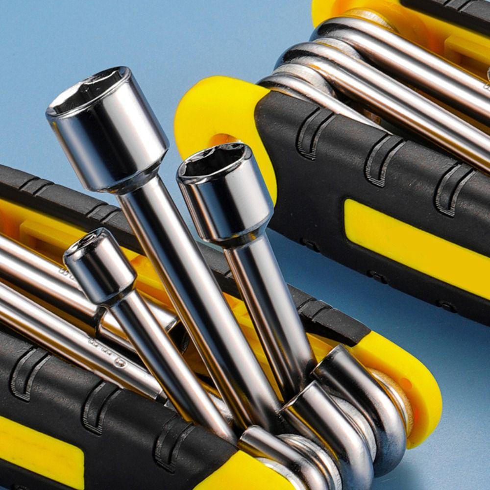 Multifunction 6 in 1 Socket Wrench High Hardness Screwdriver Wrench Folding Socket Wrench  Bicycle