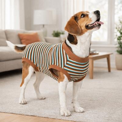 Dog Jumpsuit Striped Dog Sterilization Suit Warm Washable Dog Recovery Clothes Comfortable Post-Operative Suit Wound Care