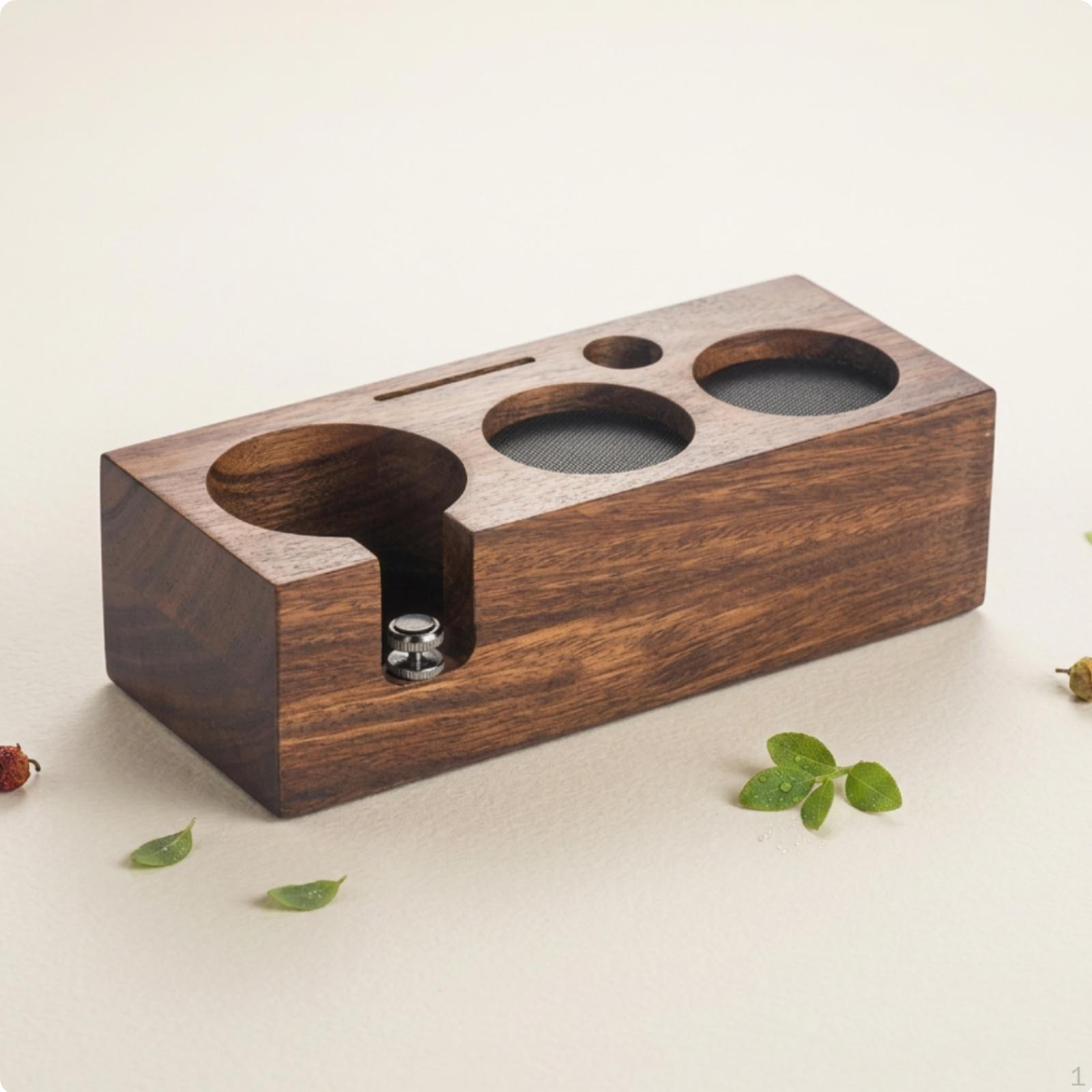 Espresso Pressing Station Walnut Wood Coffee