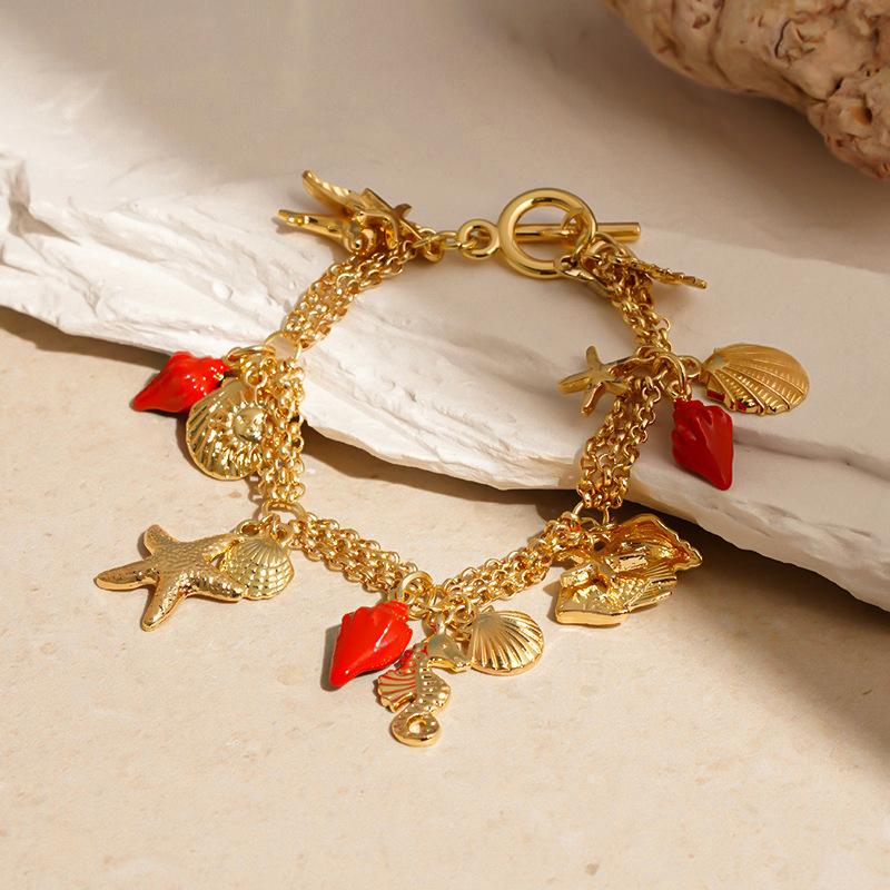 Ocean Vacation Style Bracelet for Women Light Luxury Exquisite Versatile Bracelets Fashion Design Zircon Holiday Gift