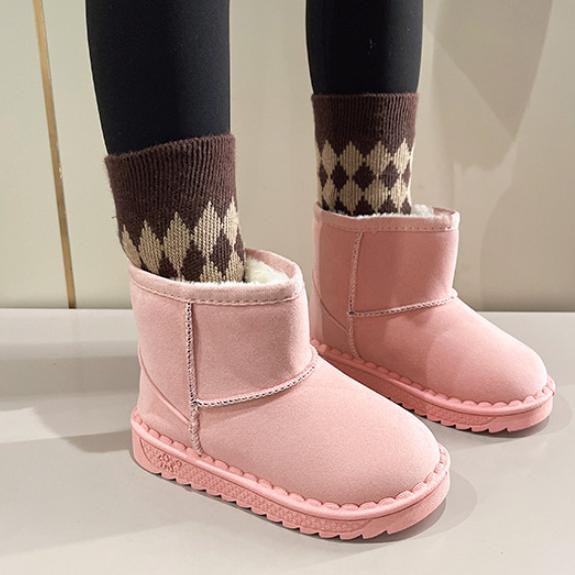 Children's snow boots for boys and girls in winter set of short boots suede cotton shoes plush insulation shoes snow boots