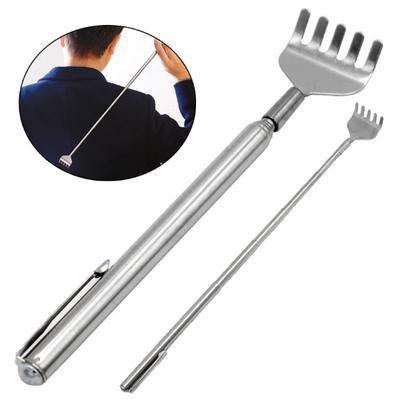 Kit de massagem de bolso telescópico prático, raspador de aço inoxidável, caneta prática, clipe, arranhador de costas, massageador relaxante de costas