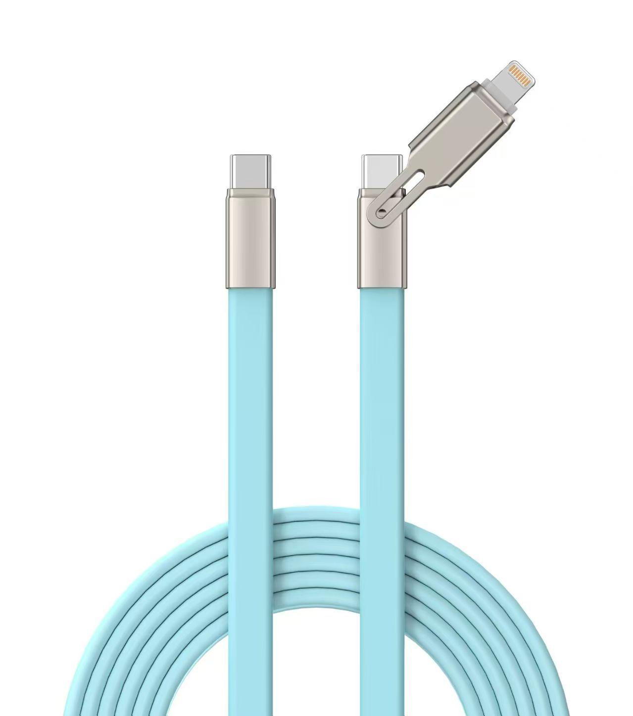 Silicone 240W 2-in-1 USB-C Fast Charging Cable for Apple & Huawei