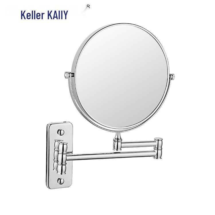 Wall-Mounted Double-Sided Foldable Makeup Mirror with Magnification for Bathroom and Toilet.