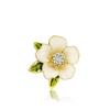 Vintage Gardenia Enamel Pearl Brooch - Elegant Women's Pin Accessory