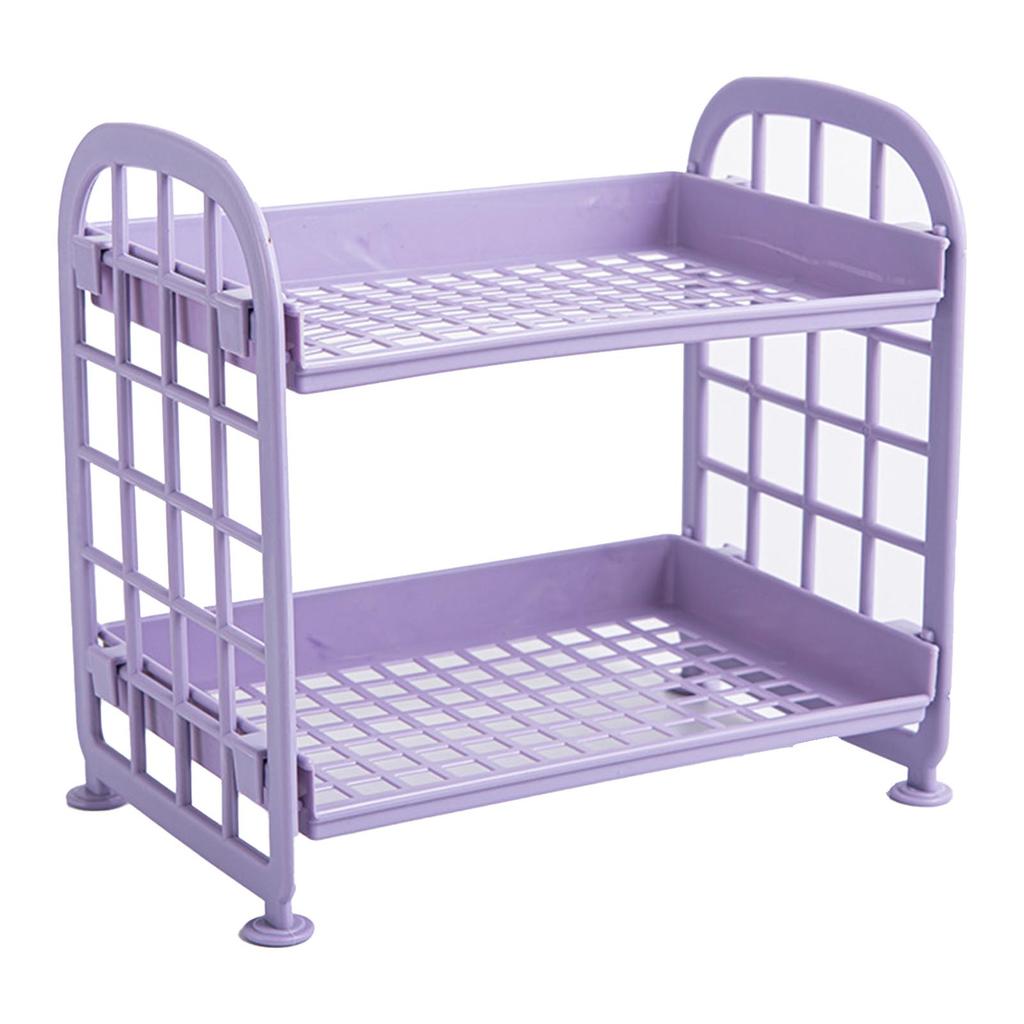 Desktop Storage Rack 2 Tier Foldable Strong Load Bearing Desk Shelf Organizer for Cosmetics Bathroom Kitchen