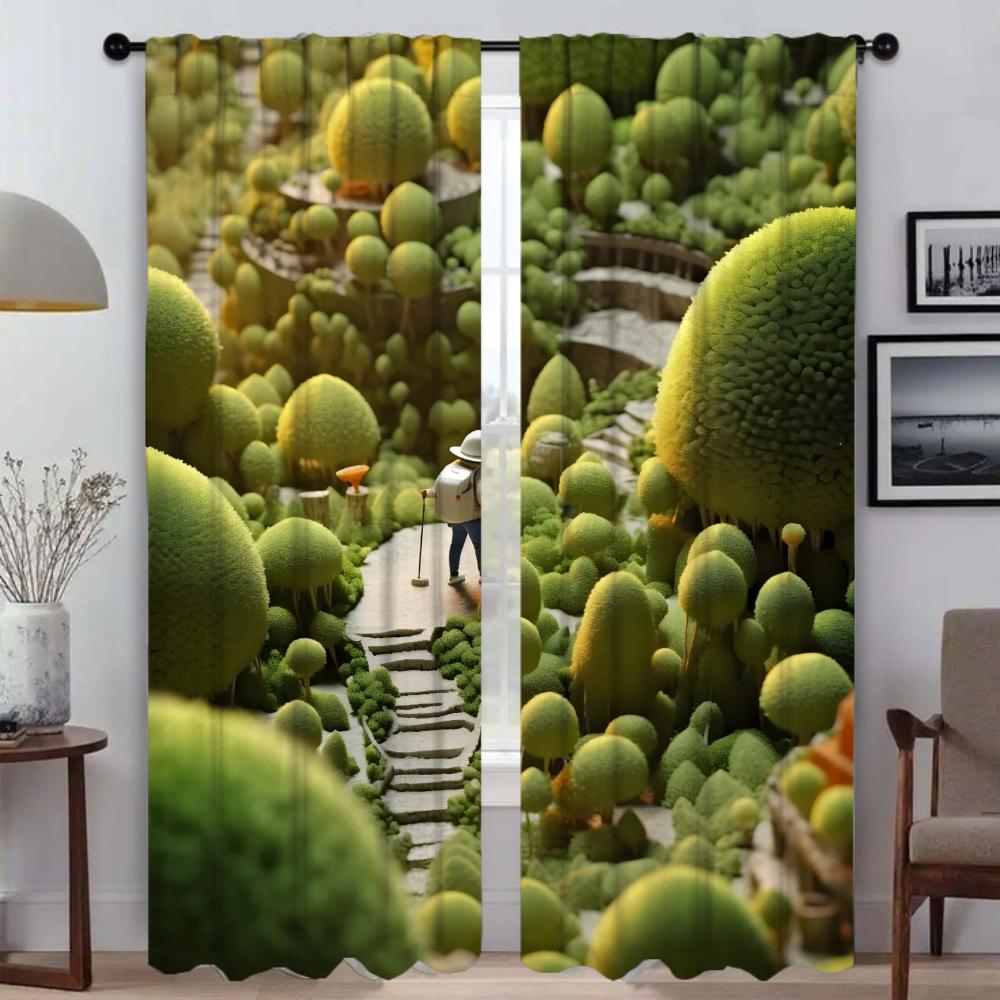 

Разделение Грибного Мира Украшения Хэллоуина Шторы для Гостиной Шторы для Комнаты 2 Панельные Шторы Для Домашнего Интерьера W50xH70cmx2pcs-CL