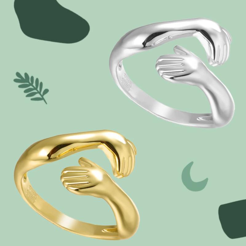 New Love Hug Couple Ring ins Wind Simple Alloy Geometric Open Ring Fashion Accessories