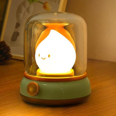 Akumulatorowa lampka nocna Ognisko Ducha, Urocza lampka stołowa Duch, Regulowane światło otoczenia, Zasilana bateryjnie lampka nocna, Przenośna lampka nocna do pokoju dziecięcego