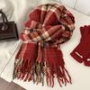 Sweet Winter Knitted Scarves New Year Red Long Shawl Warm Plaid Wool Scarf  Student