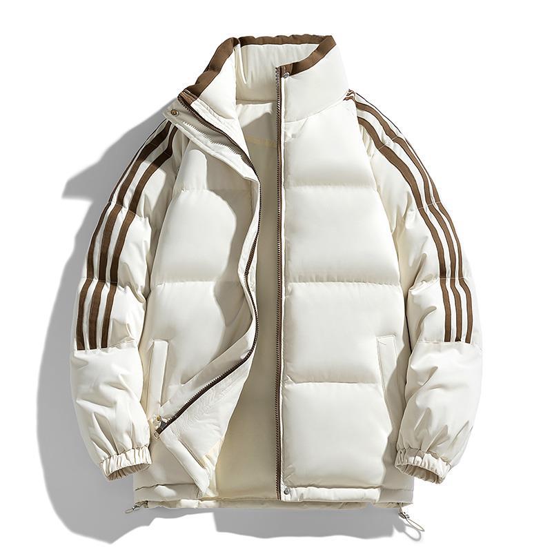 Striped Hooded Cotton-padded Coat Men's Winter New Loose High Street Fashion Youth Casual Warm Cotton Jacket