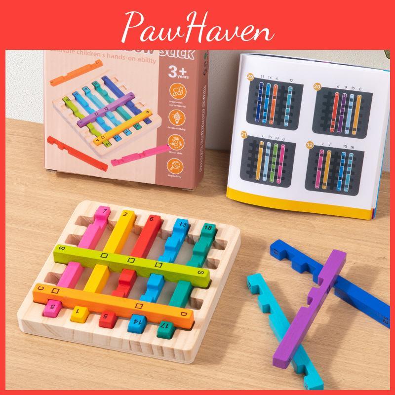 Wooden Rainbow Sticks Puzzle Toy For Kids Brain Teaser Logic Development And Educational Play