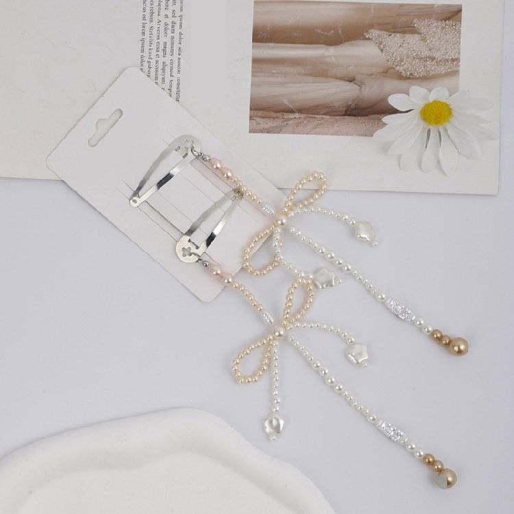 1Pair Pearls Bowknot Hairpin Metal Barrette Original Hair Accessory for Women