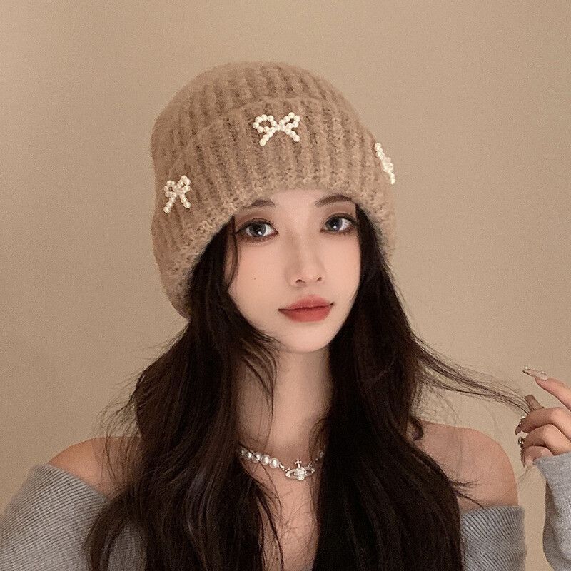 Women's Versatile Fashion Cold Hat Wool Blend Bow Knit Hat