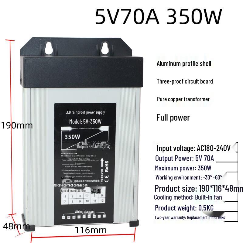 

Xunhuo Водонепроникний 5V 70A 350W Світлодіодний імпульсний блок живлення