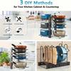 Heavy-Duty 8-Tier Pot and Pan Rack Organizer Rust-Resistant Metal Kitchen Storage Stand with Sturdy Black Frame for Cookware