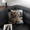 Cute Cat Playing Phone Cushion Cover Natural Linen Organic Fabric DoubleSided Printing Sofa Home Decor Gift Pillow Case