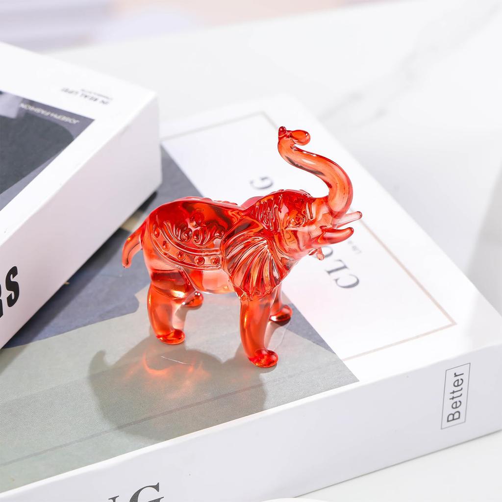 Carina Statuetta Elefante in Vetro di Cristallo, Regalo da Collezione per Amante degli Elefanti Statua Animale Ornamento per Decorazioni Domestiche