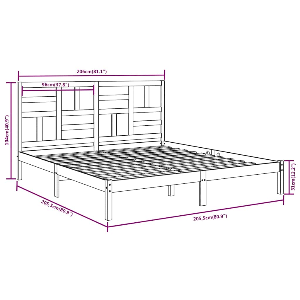 vidaXL Massivholzbett Weiß 200x200 Cm