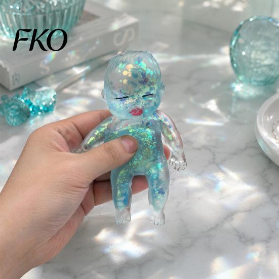 Babies Stress Relief Toy Glitter Toy, Clear Baby Doll Squeeze Soft Stretchy Sensory Fidget Relaxing Gift for Adults Kids, Party Favors Adult Hand Ball