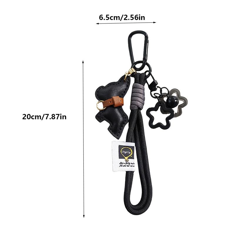 Yogodlns Cute Dog Faux Leather Bag Charm Keychain Bulldog Pet Accessory for Women Bags & Keys Woven Rope Charm Pendant