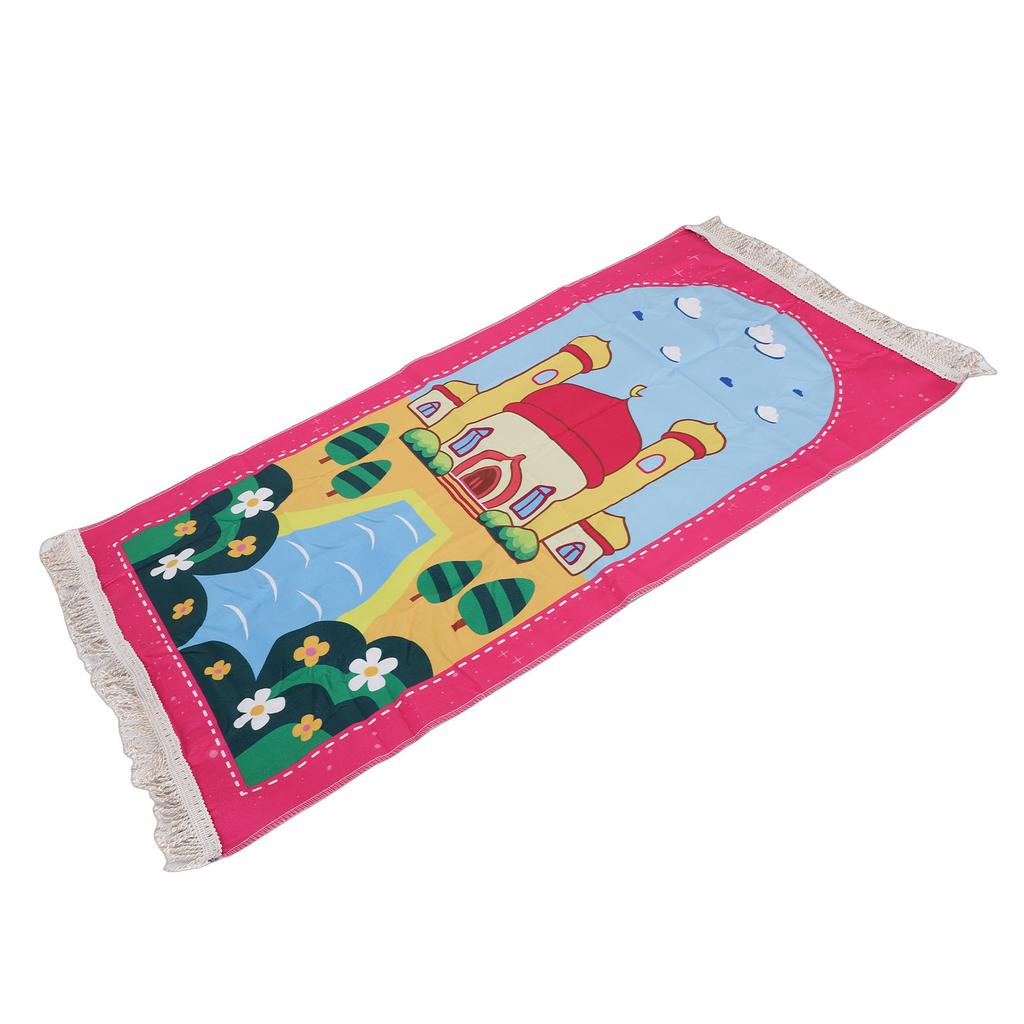 Kids Pray Rug Thick Mat Soft for Women Men Children Meditation with Tassel Pray Beads Pendant Storage Cylinder