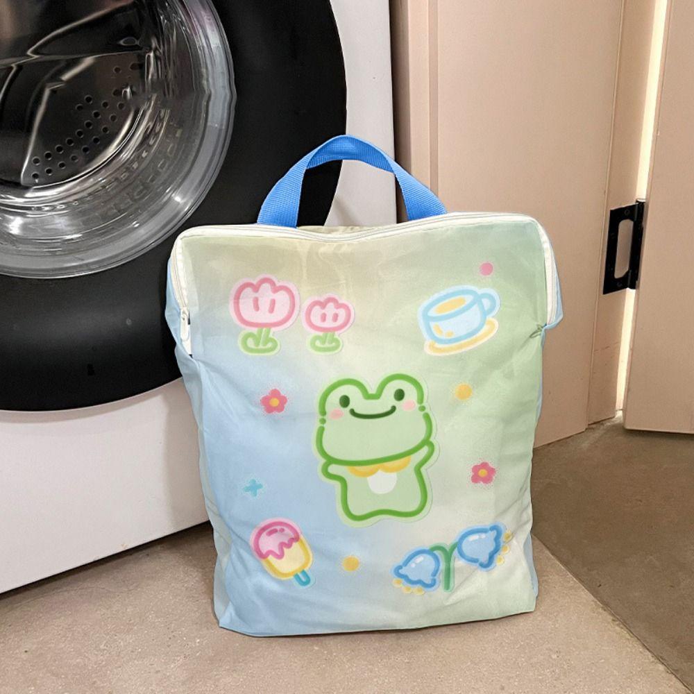 4Pcs Cute Mesh Laundry Bags Set Auto-lock Zipper Travel Clothes Organizer  Stocking