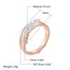 Luxury Shiny Natural Zircon Rings For Women  Rose Gold  Color Mix Setting Slim Design Bride Wedding Jewelry