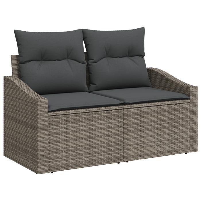 VidaXL Ensemble de Canapés de Jardin de 7 Pièces avec Coussins Gris Rattan Poly 3349035