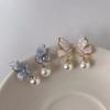 Korean Colorful Crystal Flower Butterfly Dangle Earrings For Women Party Wedding Exquisite Elegant Jewelry Accessories Brincos