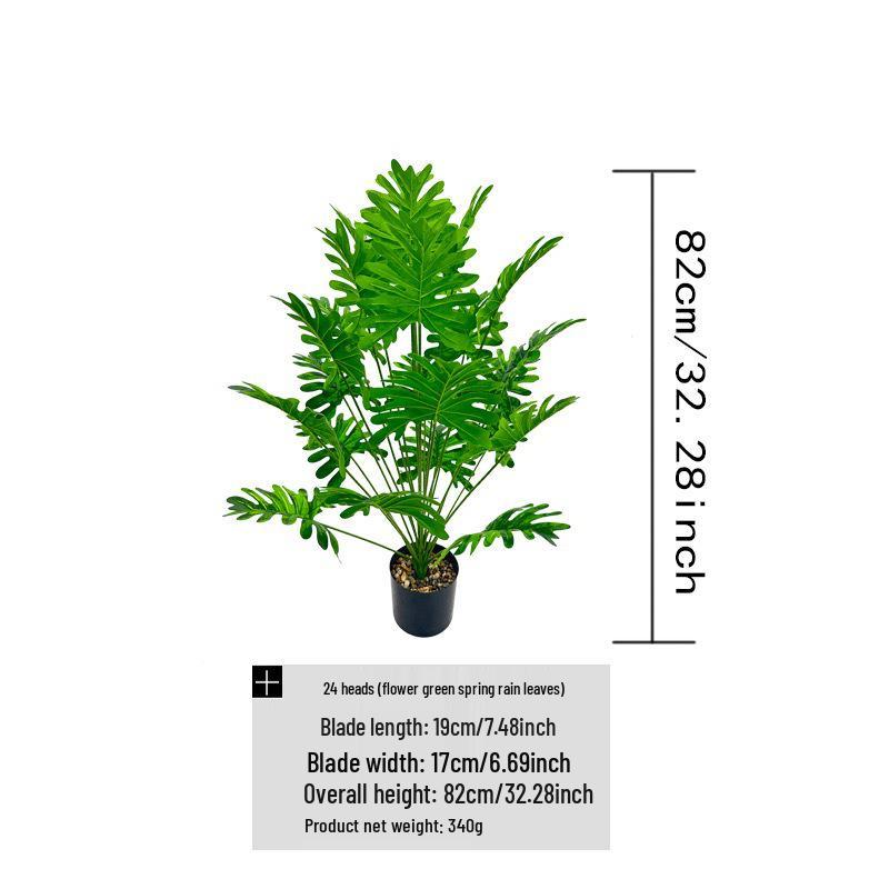 Highly Realistic Artificial Green Potted Plant with Spring Rain Leaves for Home, Living Room, or Garden Decor