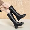 Genuine Leather Women's Boots Fashion Women Knee-high Boots High Quality Mid-calf Leather Boots Winter Plush Warm Cotton Boties