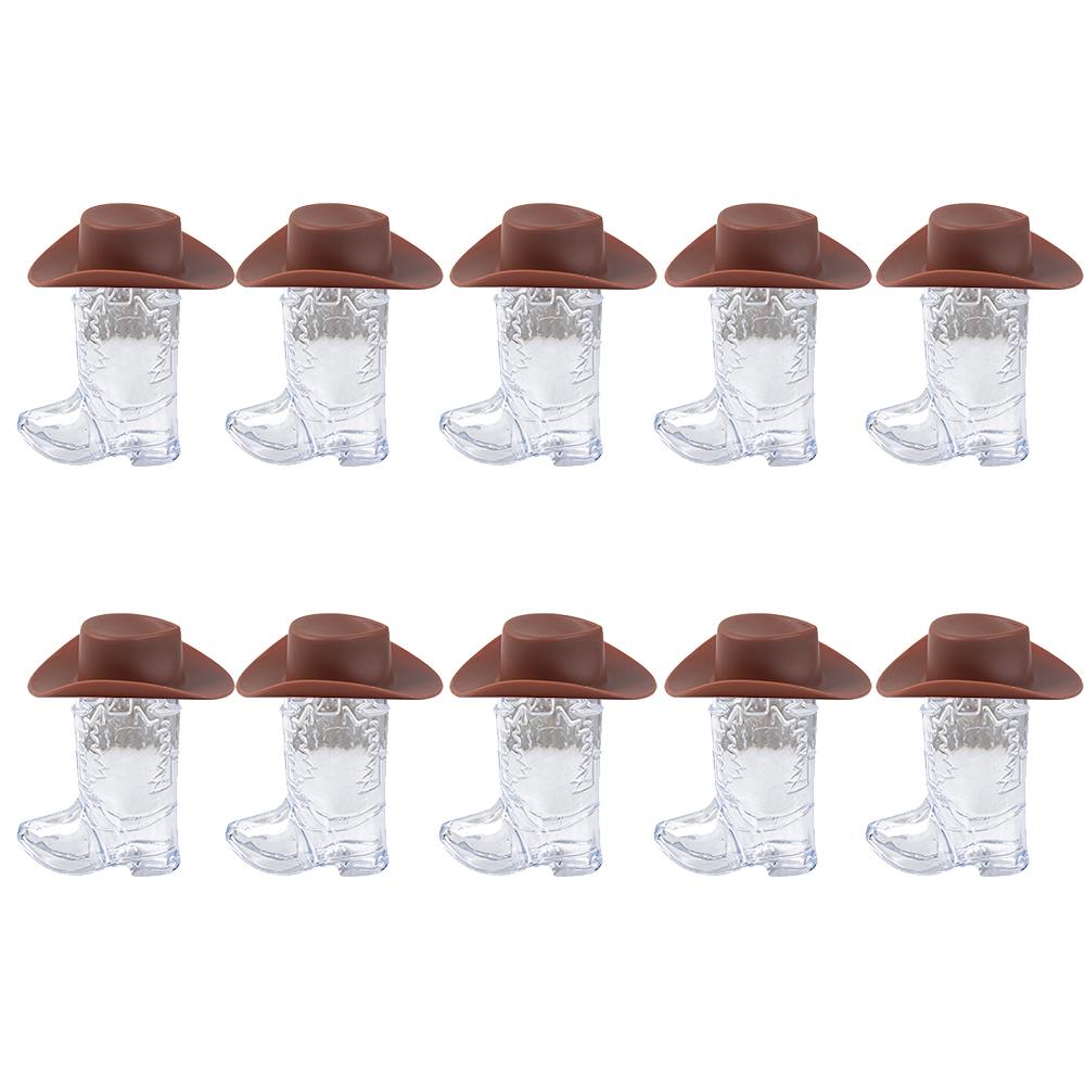 Cowboy Party Decoration 10set Plastic Mini Cowboy Boot Shot Glasses With Pink Cowboy Hats Bachelorette Hen Party Supplies