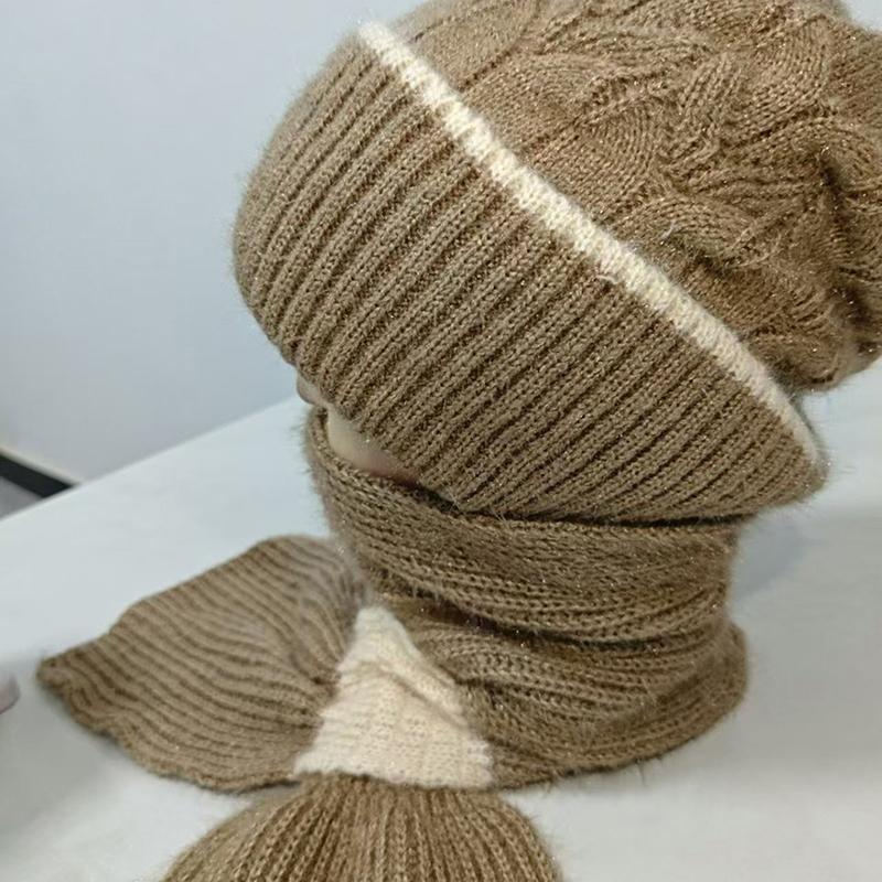 Winter Strickmütze Schal Set Kälteschutz Ohrenschutz Schal Warme Mädchen Beanie Radsport Winddichte Damen Outdoor Caps