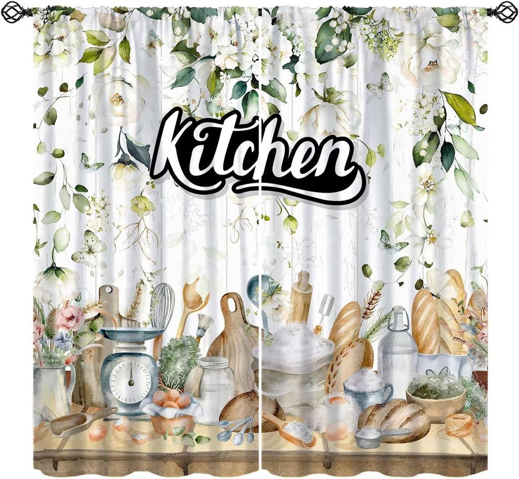 Fruit Grape Curtains, Retro Country Style Rattan Fruit Pattern Window Decoration, Suitable for Living Room, Bedroom and Kitchen