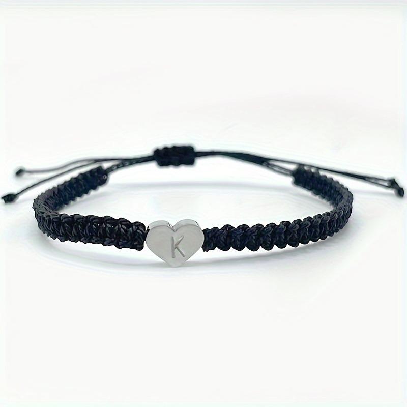Pulsera de Acero Inoxidable Tejida a Mano con Forma de Corazón, Moderna Cadena de Plata con Forma de Corazón, Diseño Ajustable