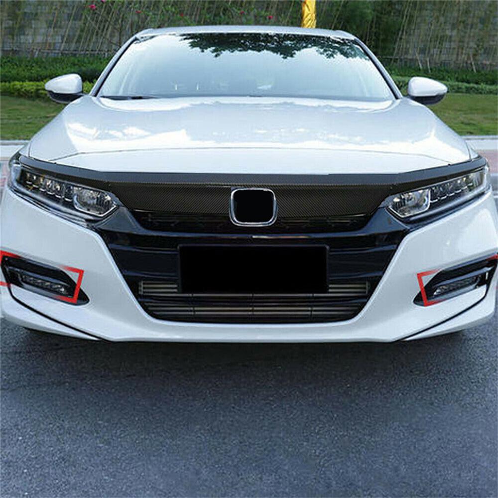 Carbon Fiber Look Front Bumper Hood Grille Trim Sticker For 2018-20 Honda Accord