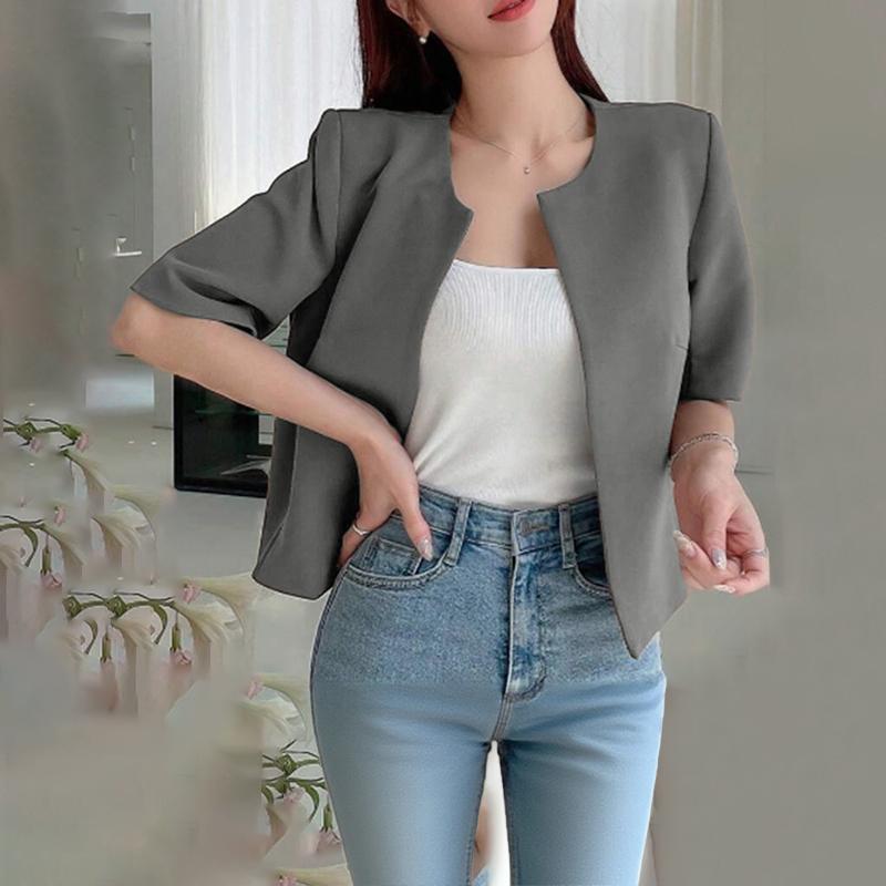 

ZANZEA Женская повседневная блузка-кардиган с круглым вырезом, свободного кроя, с коротким рукавом, летняя 2XL