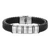 Custom Beaded Braided Bracelets For Men Leather Stainless Steel Black Silver Color Personalized Bangle Name Family Father Gift