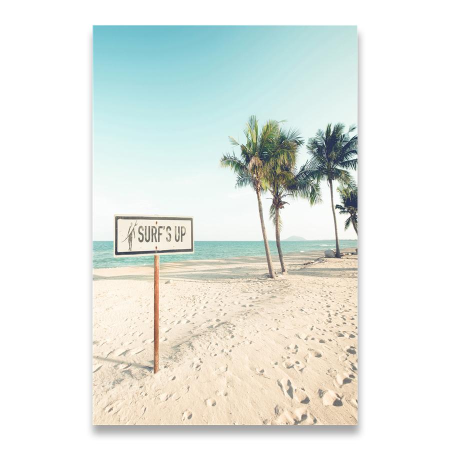 Pittura su Tela Paesaggio Vintage Tavola da Surf Palme Furgone da Surf Poster di Viaggio Vacanza Stampa Arte Murale Immagini Per Decorazione Casa