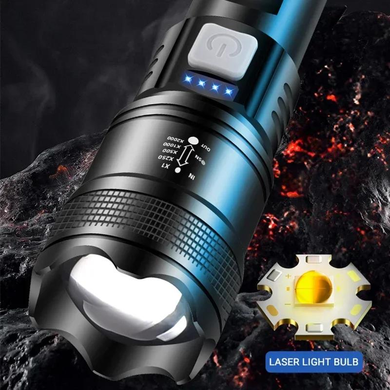 5000LM Ultra Bright Tactical Light Built-in Battery Powerful P70 LED Flashlights Emergency Spotlight Telescopic Zoom Flash Light
